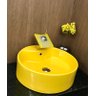 Kit cuba louça amarela redonda apoio,válvula,torneira,sifão - 2