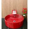 Kit cuba louça vermelha redonda apoio,válvula,torneira,sifão - 6