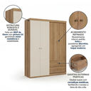 Ver imagem 5 de Guarda-Roupa Solteiro 4 Portas e 2 Gavetas 200 x 150cm Star Yescasa Marrom Cappuccino/Off White