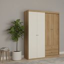 Ver imagem 1 de Guarda-Roupa Solteiro 4 Portas 2 Gavetas 150cm Star Off White Capuccino/Off White