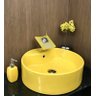 Kit cuba louça amarela redonda apoio,válvula e torneira - 5