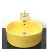 Kit cuba louça amarela redonda apoio,válvula e torneira - 1