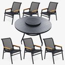 Ver imagem 1 de Conjunto Mesa Jardim Giratória 6 Poltronas Cadeiras Área Externa Lazer Piscina Preto