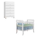 Ver imagem 1 de Berço Americano Lila e Cômoda Gaveteiro Ternura Baby Branco Brilho - Incorplac