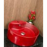 Kit com cuba louça vermelha redonda apoio,válvula e sifão - 2
