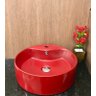 Kit com cuba louça vermelha redonda apoio,válvula e sifão - 5