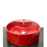 Kit com cuba louça vermelha redonda apoio,válvula e sifão - 1