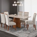 Ver imagem 1 de Mesa de Jantar 6 Lugares Stilo Mel/blonde/veludo Pastel - Viero Móveis