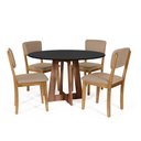 Ver imagem 1 de Mesa de Jantar Redonda Montreal Pret/nor com 4 Cadeiras Estofadas Ella Marrom Claro