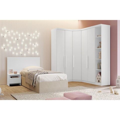 Guarda Roupa Solteiro Rizon Qc210 5 Peças Branco - Novo Horizonte