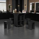 Ver imagem 3 de Mesa Jantar Dobravel Balcão Bistrô Rodízios Auxiliar Prateleiras Jade 120cm 4 Banquinhos:preto