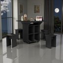 Ver imagem 5 de Mesa Jantar Dobravel Balcão Bistrô Rodízios Auxiliar Prateleiras Jade 120cm 4 Banquinhos:preto