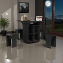 Ver imagem 7 de Mesa Jantar Dobravel Balcão Bistrô Rodízios Auxiliar Prateleiras Jade 120cm 4 Banquinhos:preto