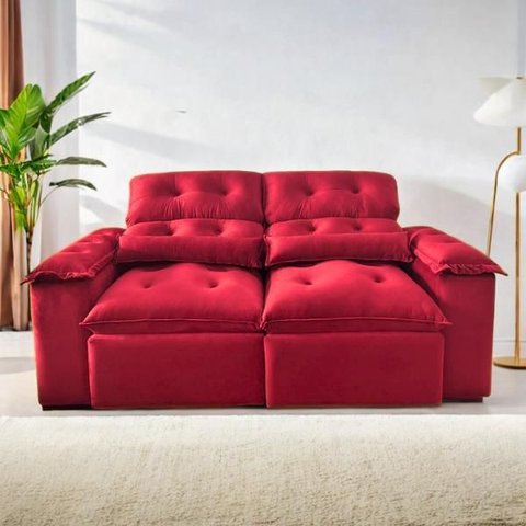 Sofá Retrátil e Reclinável 1,5m em Tecido Veludão Cinza C/pillow Nos Braços - Montagem Inclusa:verme