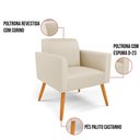 Ver imagem 3 de Poltrona Sala Decorativa Marisa Pé Palito Castanho Sintético D03 - D’Rossi