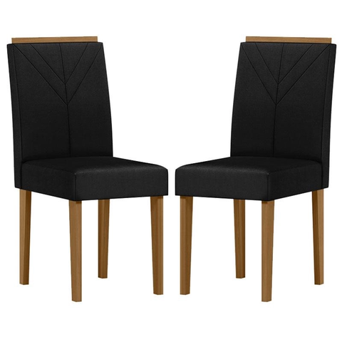 Conjunto 2 Cadeiras para Sala de Jantar Amanda Veludo Preto - New Ceval