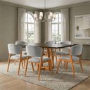Ver imagem 3 de Conjunto Mesa Julia 1,6m Freijó Pés Cerejeira 6 Cadeiras Kethellen Sala Jantar - Cinza Veludo