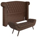 Ver imagem 1 de Cabeceira Cama Box King 195cm Provença e Recamier Veneto P02 Sintético Marrom - Mpozenato