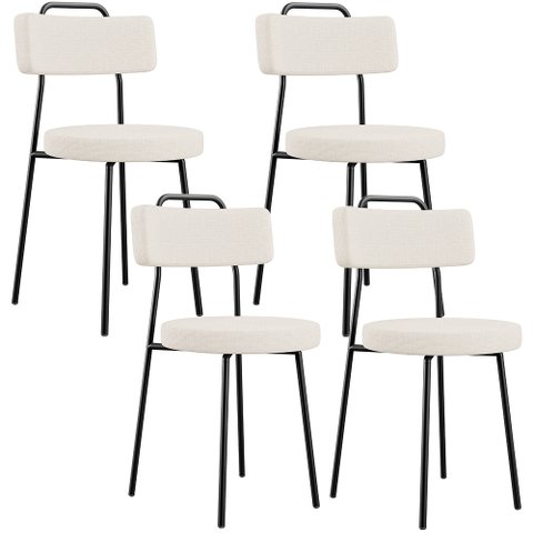 Kit 06 Cadeiras Decorativas Estofada Para Sala De Jantar Barcelona F01 Linho Bege - Lyam Decor