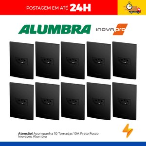 Kit Tomadas e Interruptores Preto Ébano(fosco) Inovapro - Alumbra