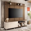 Ver imagem 2 de Estante Home Theater Trinus Castanho/off White para Tv até 70” - Hb Móveis