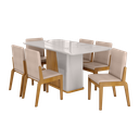 Ver imagem 2 de Conjunto Mesa com 6 Cadeiras Harmonia Marrom/Marromle/Off White