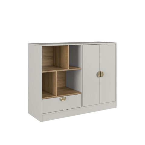 Cômoda Infantil 112,6cm X 89cm C/ Gaveta 2 Portas e 4 Nichos Cor:arenas com Mel