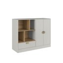 Ver imagem 1 de Cômoda Infantil 112,6cm X 89cm C/ Gaveta 2 Portas e 4 Nichos Cor:arenas com Mel