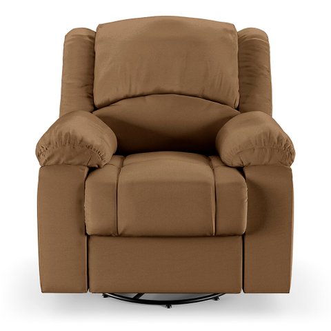 Poltrona do Papai Reclinável Sala de Cinema Barcelona Glider Manual Giratória Pu Caramelo G23 Encant