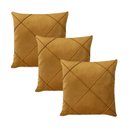 Ver imagem 1 de Kit 3 Capas para Almofada Drapeada Veludo Quadrada Várias Cores Cor:mostarda