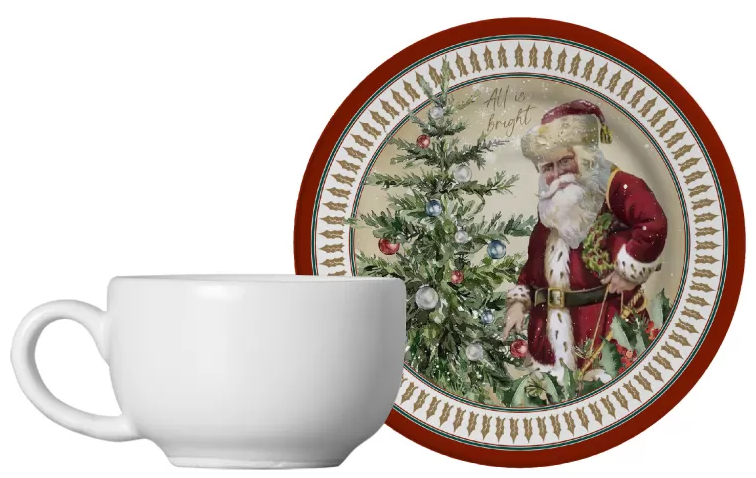 Jogo de Xicara Natal Cafe C/6 Und Cenas Alleanza Ceramica 1ª - 1