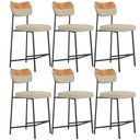Ver imagem 1 de Kit 06 Banquetas Baixa Bar Cozinha Sala Jantar Whisky Melina L02 Couríssimo Whisky Linho Bege -