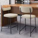 Ver imagem 2 de Kit 06 Banquetas Baixa Bar Cozinha Sala Jantar Whisky Melina L02 Couríssimo Whisky Linho Bege -