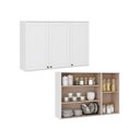 Ver imagem 2 de Armário Aéreo para Cozinha com 3 Portas e 5 Nichos 1,2 M Cor:branco