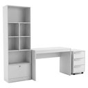 Ver imagem 2 de Mesa Escrivaninha com Gaveteiro e Estante para Escritorio B31 Branco Novam
