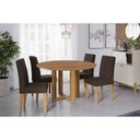 Ver imagem 1 de Conjunto: Mesa de Cozinha Flora Tampo Madeirado 109cm e 4 Cadeiras Maia Cinamomo - Cinamomo/suede