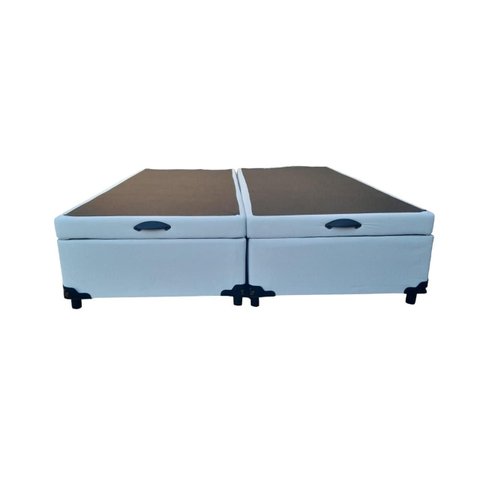 Cama Box Baú King Bipartido Blindado Linhão Branco