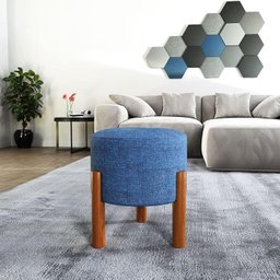 Puff Redondo Luxo Decorativo Charme - Azul Linho - 2
