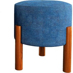 Puff Redondo Luxo Decorativo Charme - Azul Linho - 1