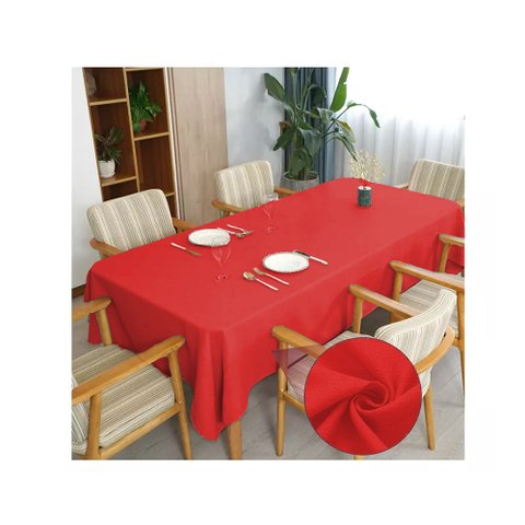 Toalha de Mesa 10 Lugares Retangular Rústico 3,00m Vermelho
