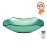 Combo 2 em 1 -cuba de Vidro Retangular Abaulada 51cm Parma + Válvula Beirute Verde - 1
