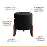Puff Redondo para Sala 46 x 47 Cm Veneza Pés Madeira Suede Preto CCs - 2