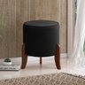 Puff Redondo para Sala 46 x 47 Cm Veneza Pés Madeira Suede Preto CCs - 1