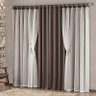 Cortina Mabelle Luxo para Varão Tecido Semi Blackout e Voal 3,00 x 2,50 Metros - Tabaco - 1