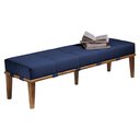 Ver imagem 1 de Recamier Decorativo 160cm Martínez Veludo Pés Madeira Azul/Mel - Gran Belo