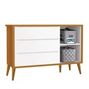 Ver imagem 4 de Jogo de Quarto Infantil Theo Retrô Guarda Roupa 3 Portas e Cômoda 1 Porta com Branco/Savana Pés