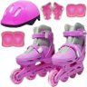 Patins Roller In Line 4 Rodas Infantil Feminino + Acessórios Rosa Tamanho 29 30 31 32 Importway - 1