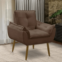Ver imagem 1 de Poltrona Descanso Opala Cor Marrom Confortável para Sala Quarto Recepção Suede Luxo