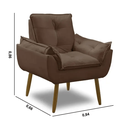 Ver imagem 2 de Poltrona Descanso Opala Cor Marrom Confortável para Sala Quarto Recepção Suede Luxo
