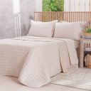 Ver imagem 1 de Kit Colcha Casal Lino Stile 100% Poliéster 220x240cm Tessi Linho